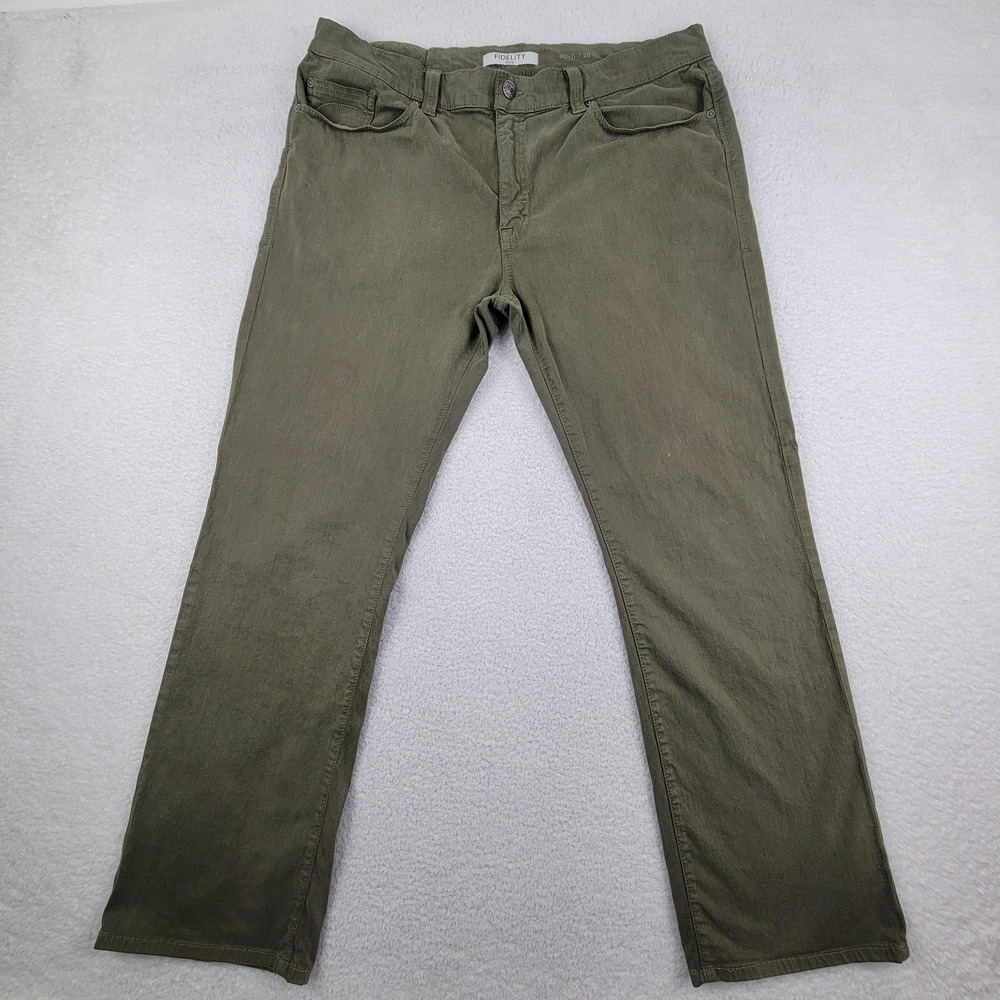 Fidelity‎ Pants Mens 38 Green Havana Twill Straight Leg Stretch Casual Made USA